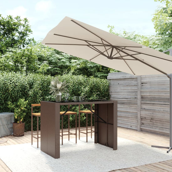 Bartafel met glazen blad 145x80x110 cm poly rattan bruin MeubelReus