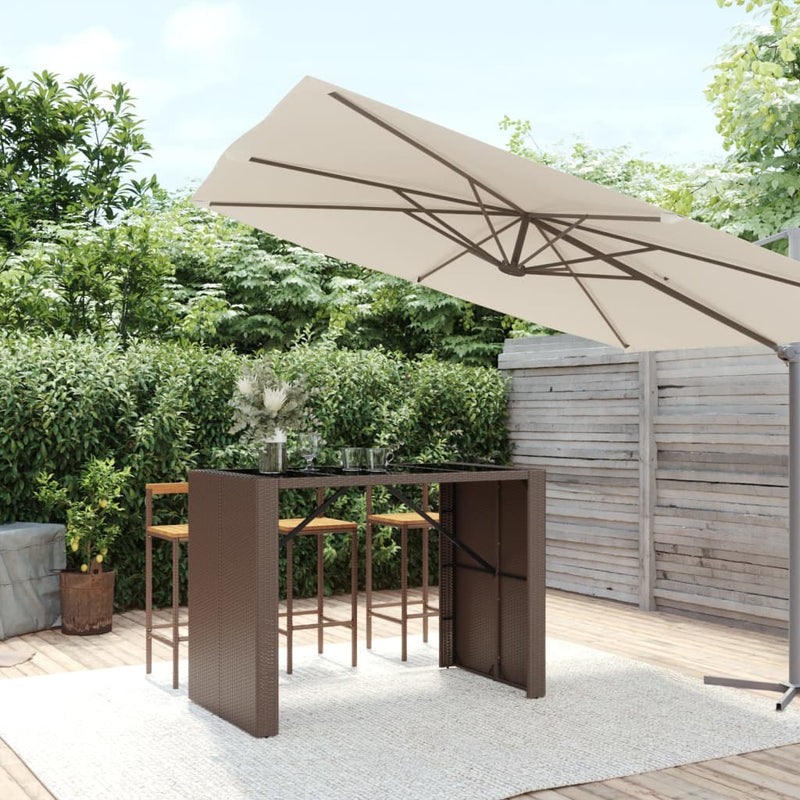 Bartafel met glazen blad 145x80x110 cm poly rattan bruin MeubelReus