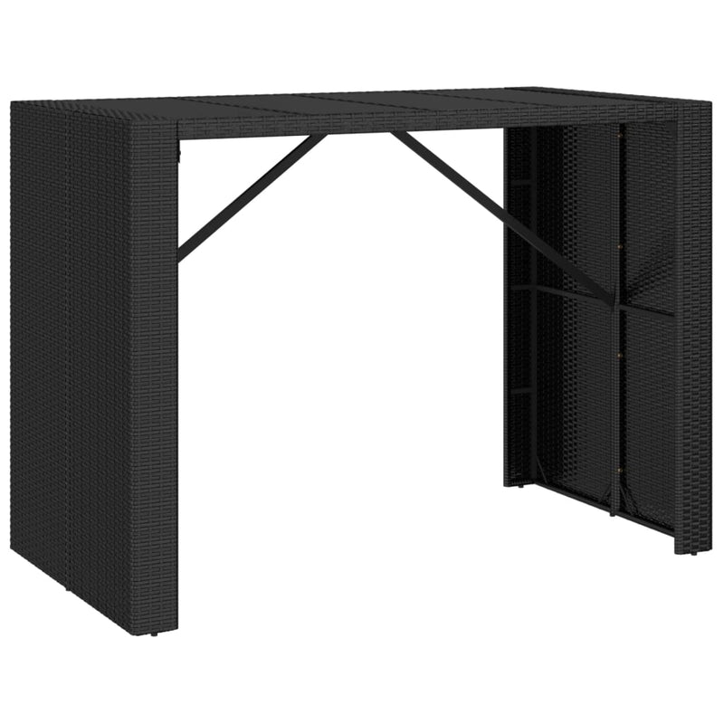 Bartafel met glazen blad 145x80x110 cm poly rattan zwart MeubelReus