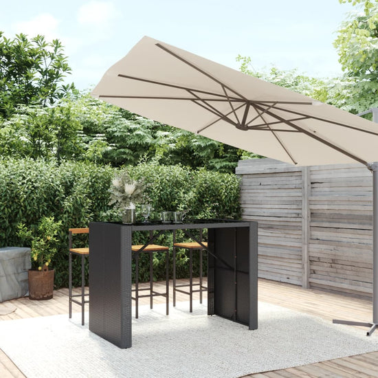 Bartafel met glazen blad 145x80x110 cm poly rattan zwart MeubelReus