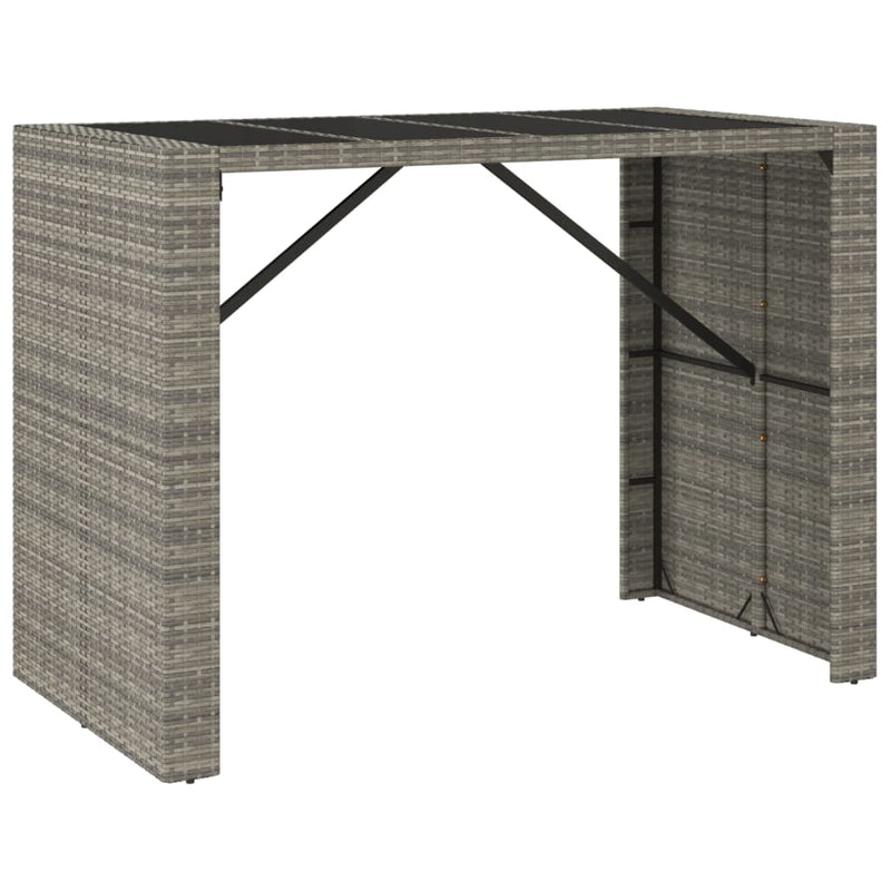 Bartafel met glazen blad 145x80x110 cm poly rattan grijs MeubelReus