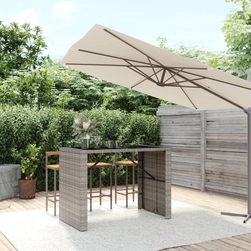 Bartafel met glazen blad 145x80x110 cm poly rattan grijs MeubelReus