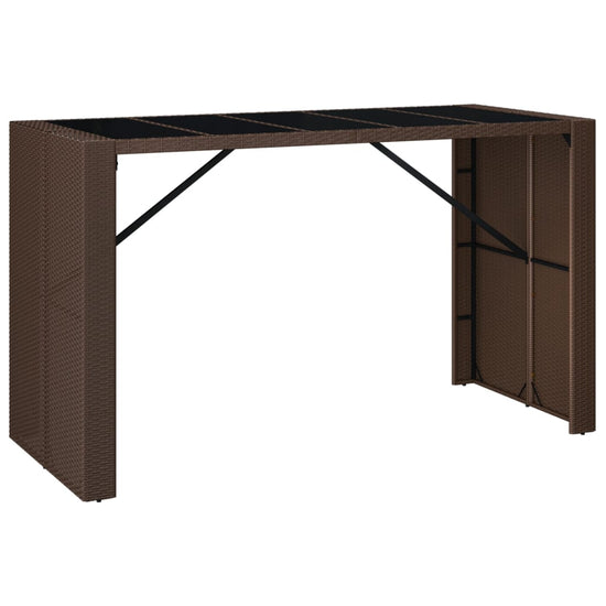 Bartafel met glazen blad 185x80x110 cm poly rattan bruin MeubelReus