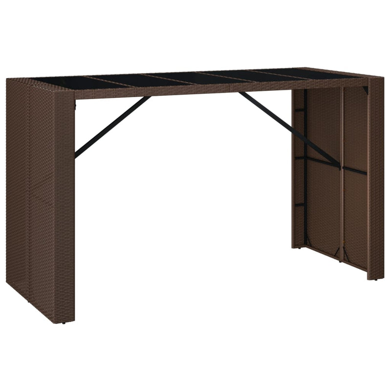 Bartafel met glazen blad 185x80x110 cm poly rattan bruin MeubelReus