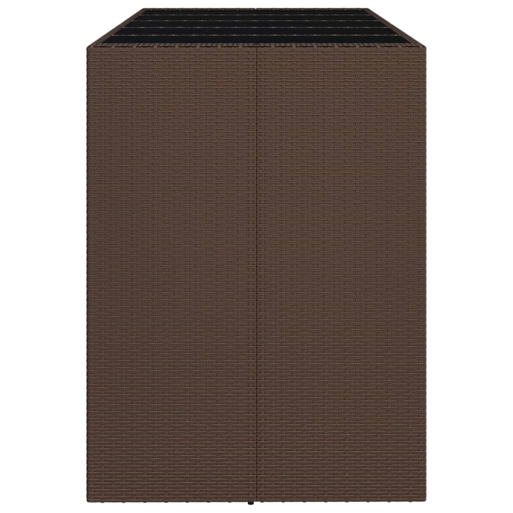 Bartafel met glazen blad 185x80x110 cm poly rattan bruin MeubelReus