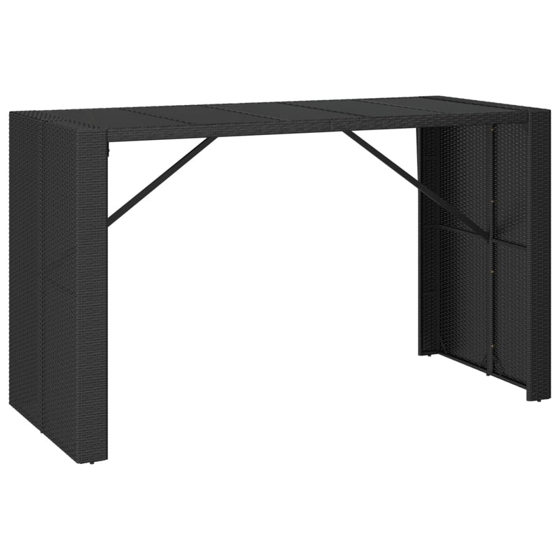Bartafel met glazen blad 185x80x110 cm poly rattan zwart MeubelReus
