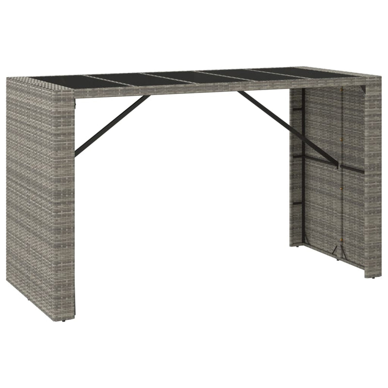 Bartafel met glazen blad 185x80x110 cm poly rattan grijs MeubelReus