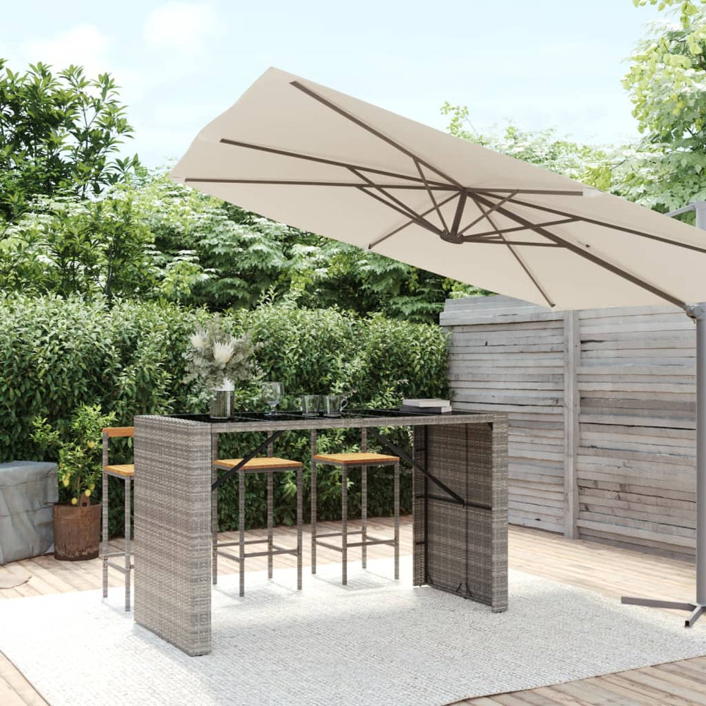 Bartafel met glazen blad 185x80x110 cm poly rattan grijs MeubelReus