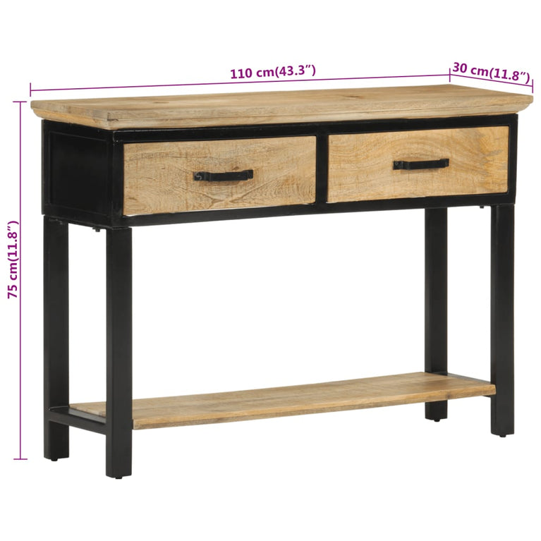 Wandtafel 110x30x75 cm massief ruw mangohout MeubelReus