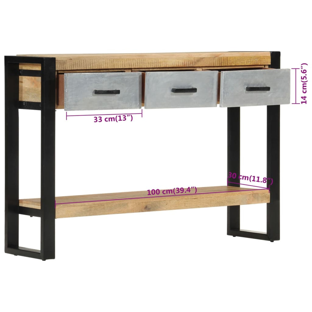 Wandtafel 110x30x76 cm massief ruw mangohout MeubelReus
