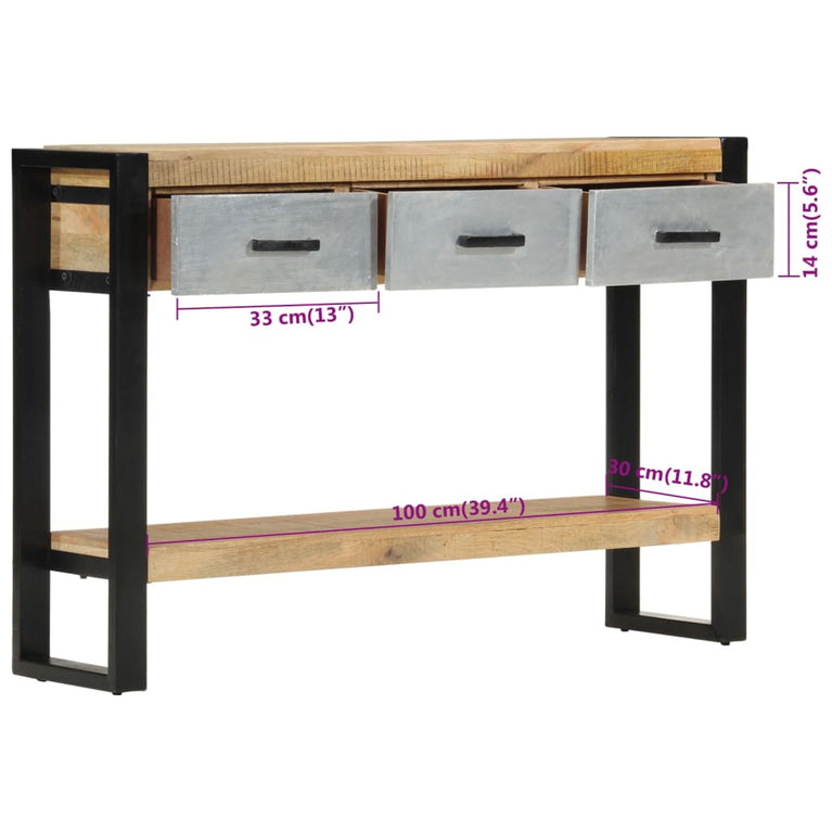 Wandtafel 110x30x76 cm massief ruw mangohout MeubelReus