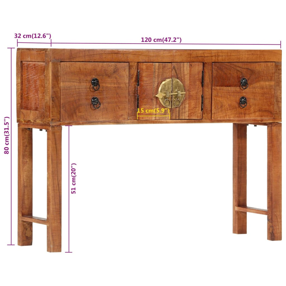 Wandtafel 120x32x80 cm massief ruw acaciahout MeubelReus