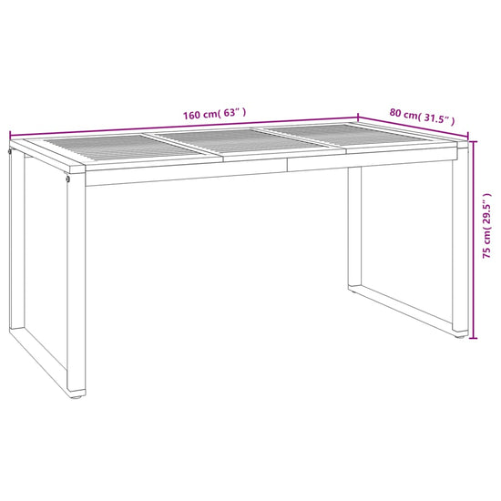 Tuintafel met U-vormige poten 160x80x75 cm massief acaciahout MeubelReus