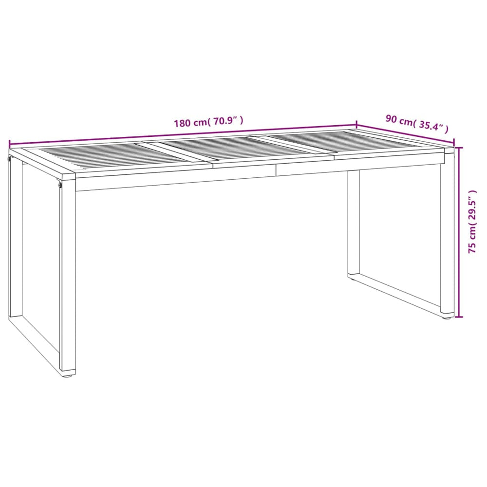 Tuintafel met U-vormige poten 180x90x75 cm massief acaciahout MeubelReus