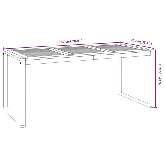 Tuintafel met U-vormige poten 180x90x75 cm massief acaciahout MeubelReus