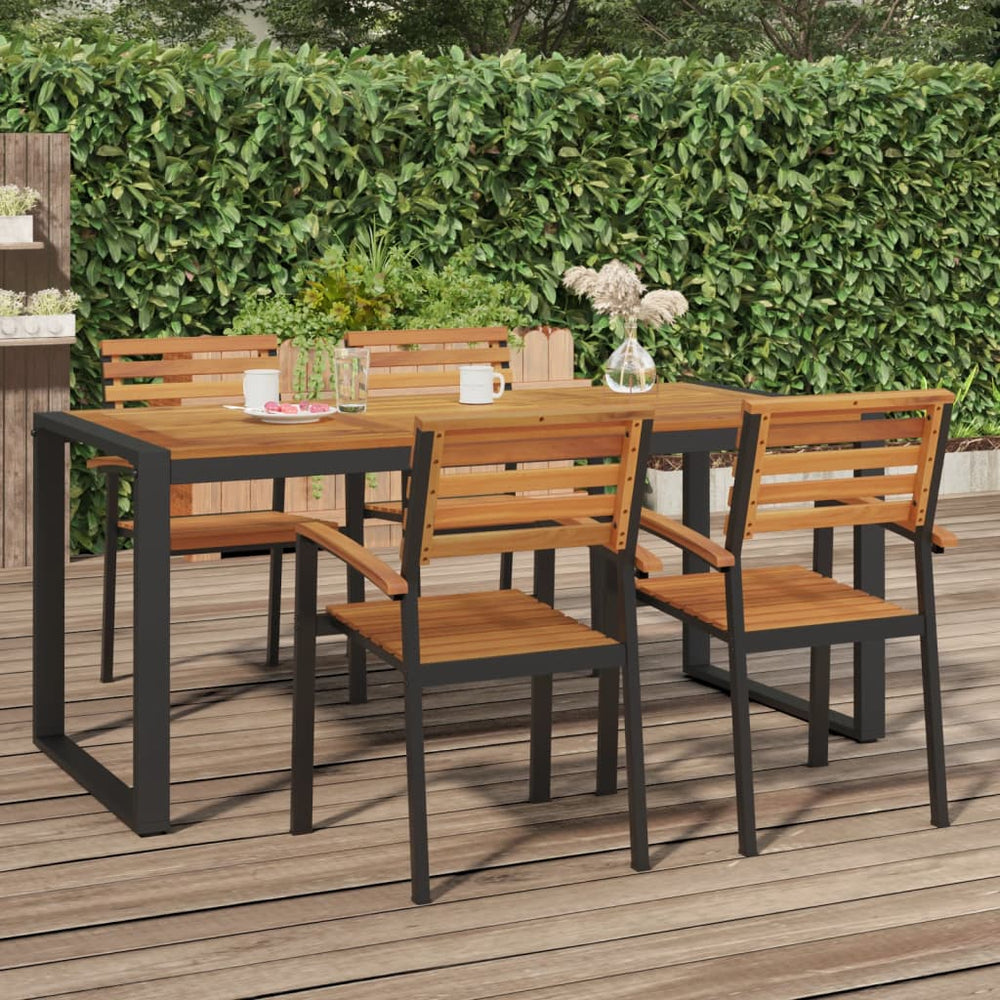 Tuintafel met U-vormige poten 180x90x75 cm massief acaciahout MeubelReus