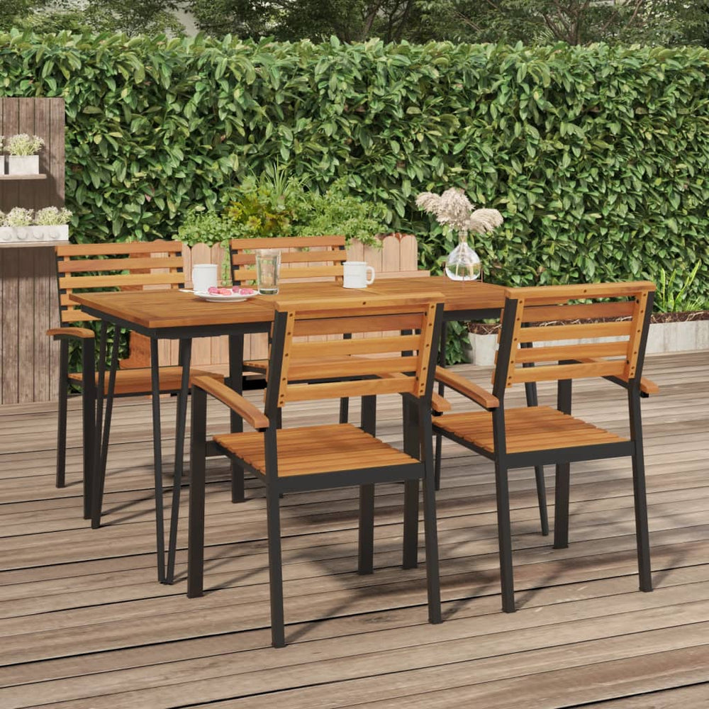 Tuintafel met haarspeldpoten 140x80x75 cm massief acaciahout MeubelReus