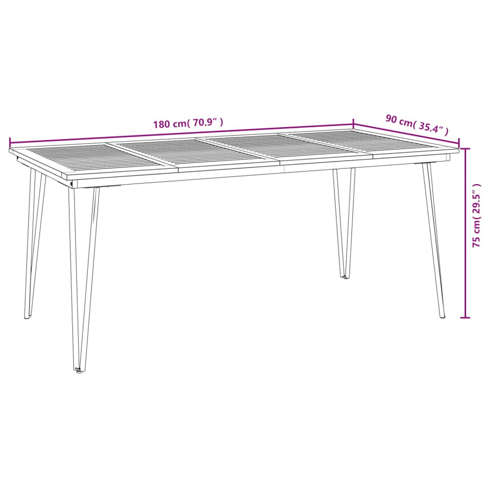 Tuintafel met haarspeldpoten 180x90x75 cm massief acaciahout MeubelReus