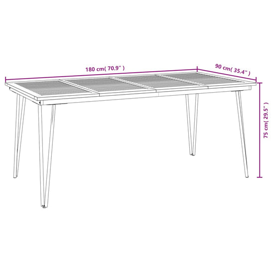 Tuintafel met haarspeldpoten 180x90x75 cm massief acaciahout MeubelReus