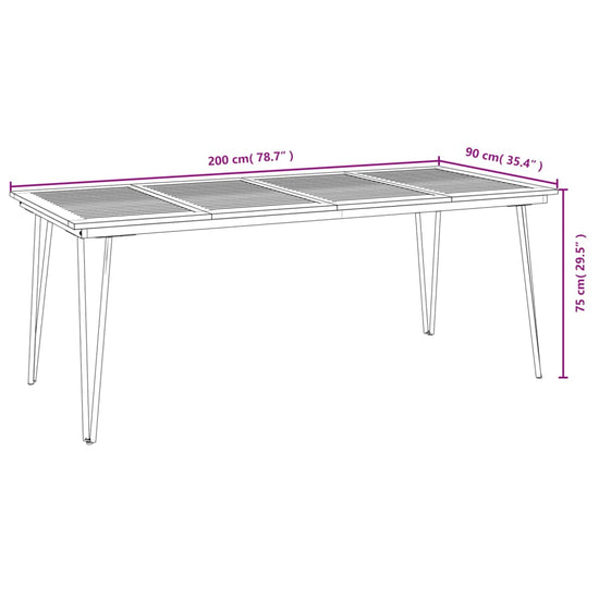 Tuintafel met haarspeldpoten 200x90x75 cm massief acaciahout MeubelReus