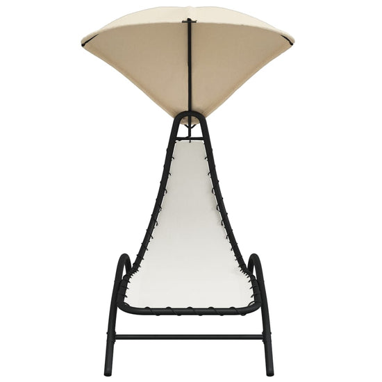 Ligbed met luifel 167x80x195 cm stof en staal crèmekleurig MeubelReus