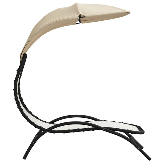 Ligbed met luifel 167x80x195 cm stof en staal crèmekleurig MeubelReus
