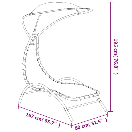 Ligbed met luifel 167x80x195 cm stof en staal crèmekleurig MeubelReus