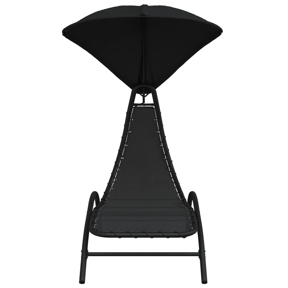 Ligbed met luifel 167x80x195 cm stof en staal zwart MeubelReus