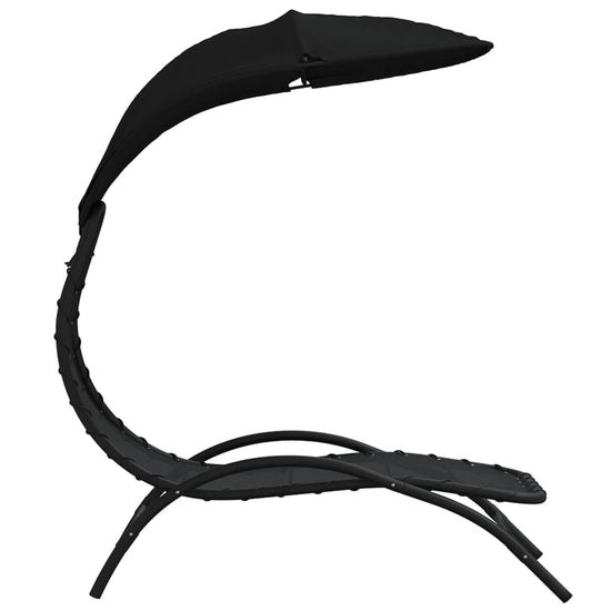 Ligbed met luifel 167x80x195 cm stof en staal zwart MeubelReus