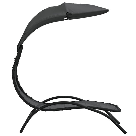 Ligbed met luifel 167x80x195 cm stof en staal donkergrijs MeubelReus
