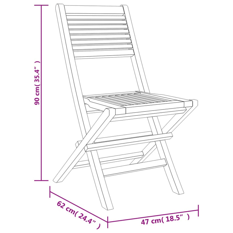 Tuinstoelen inklapbaar 2 st 47x62x90 cm massief teakhout MeubelReus