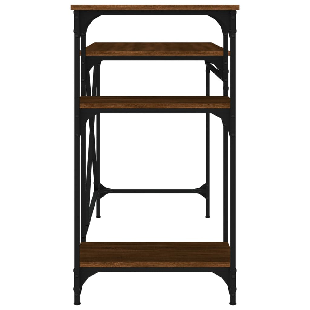 Bureau met schappen 105x50x90 bewerkt hout en ijzer bruineiken MeubelReus