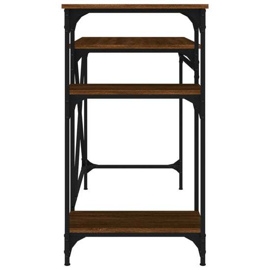 Bureau met schappen 105x50x90 bewerkt hout en ijzer bruineiken MeubelReus