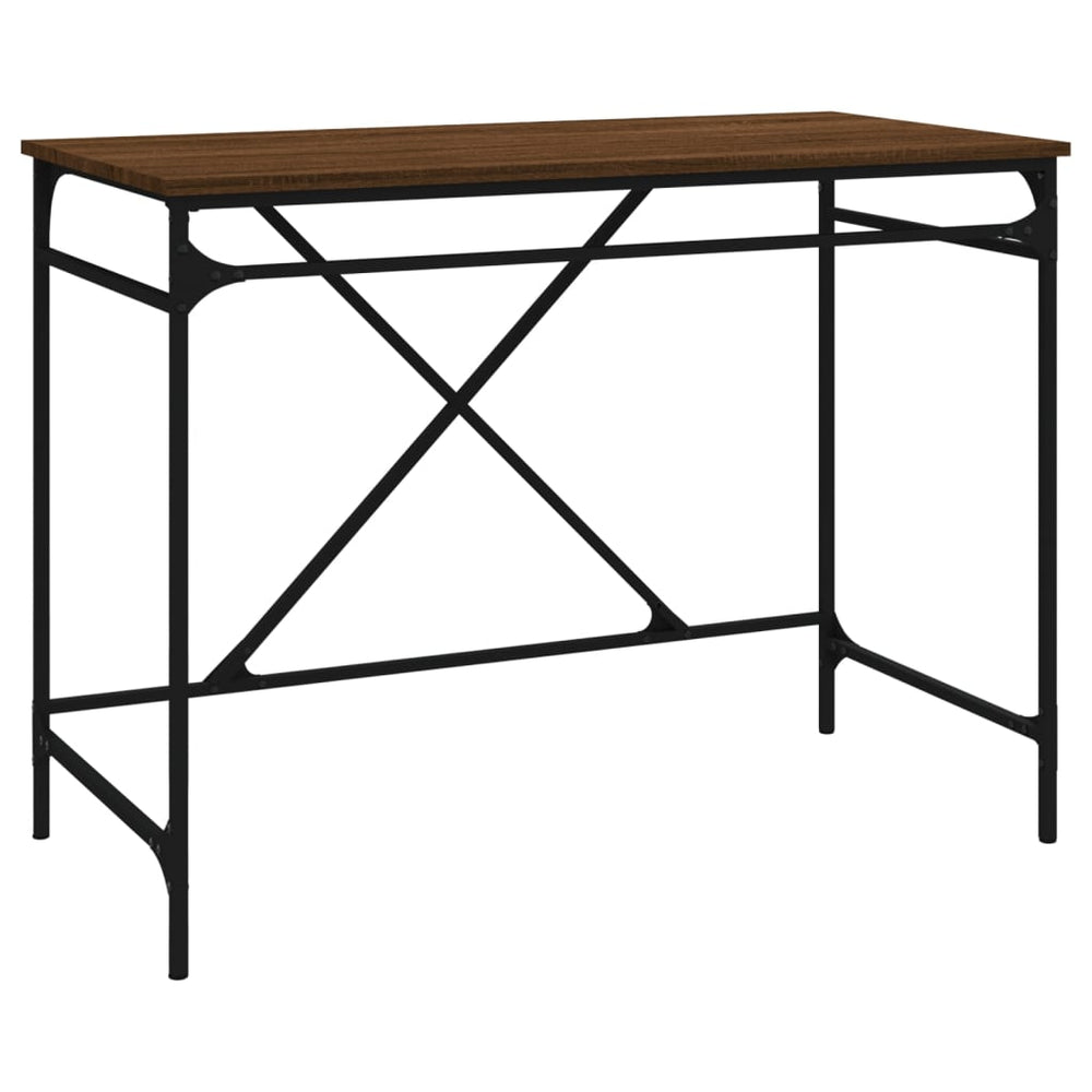Bureau 100x50x75 cm bewerkt hout en ijzer bruin eikenkleur MeubelReus