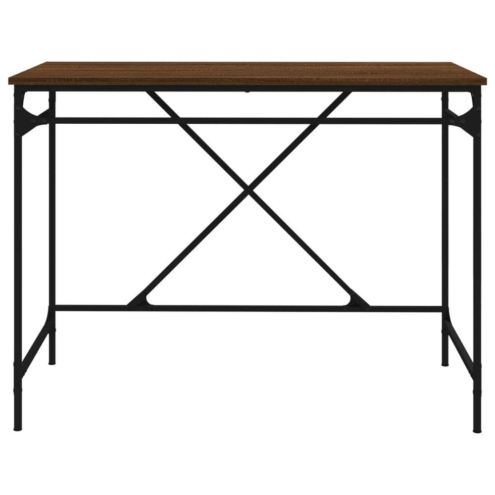 Bureau 100x50x75 cm bewerkt hout en ijzer bruin eikenkleur MeubelReus