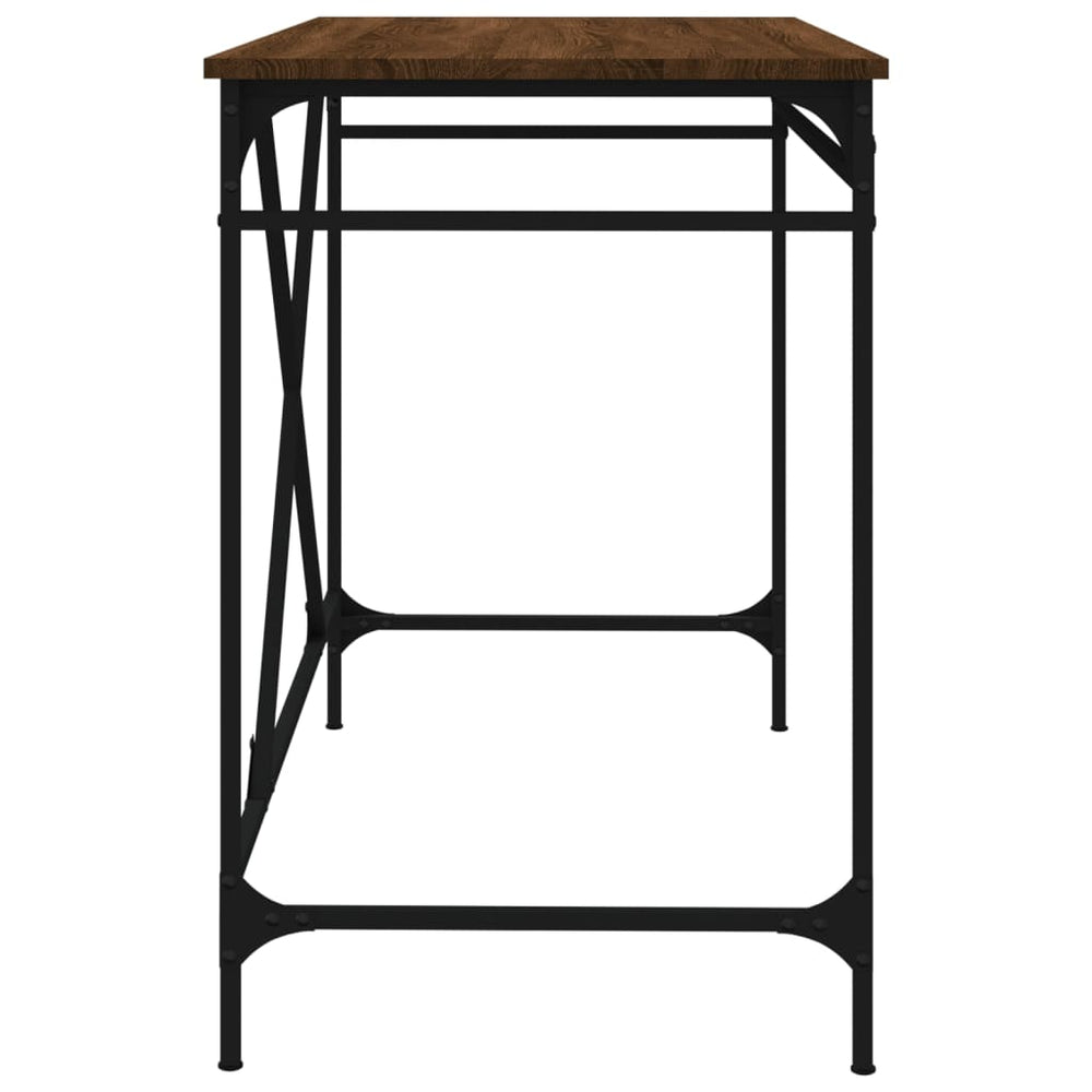 Bureau 100x50x75 cm bewerkt hout en ijzer bruin eikenkleur MeubelReus