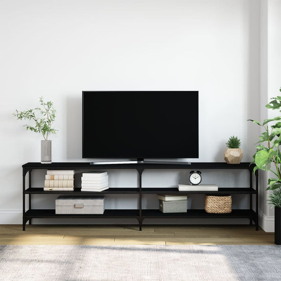 Tv-meubel 180x30x50 cm bewerkt hout metaal zwart MeubelReus