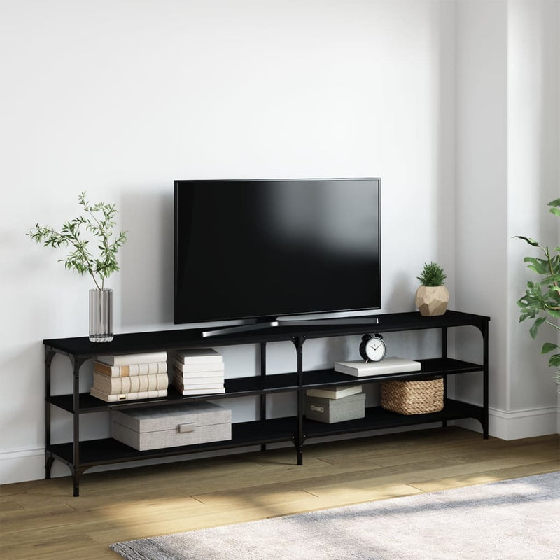 Tv-meubel 180x30x50 cm bewerkt hout metaal zwart MeubelReus