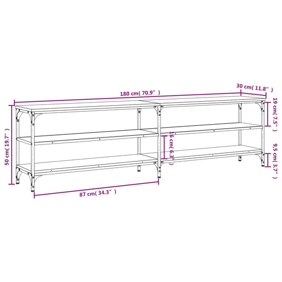 Tv-meubel 180x30x50 cm bewerkt hout metaal sonoma eikenkleurig MeubelReus