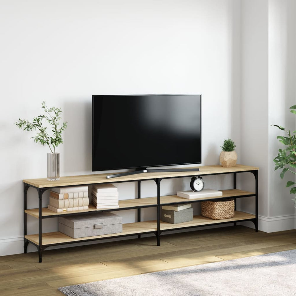 Tv-meubel 180x30x50 cm bewerkt hout metaal sonoma eikenkleurig MeubelReus