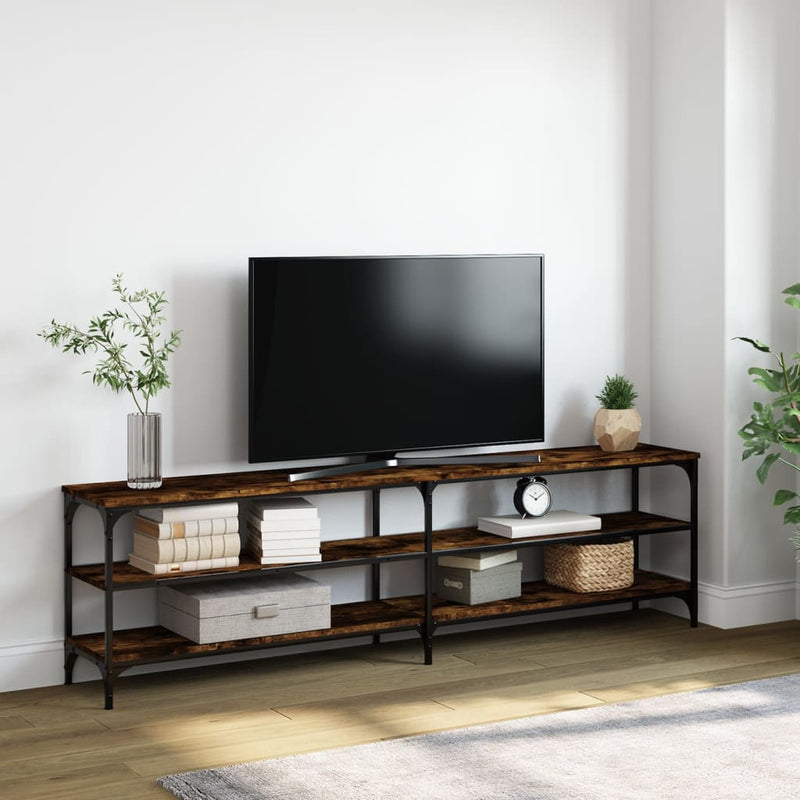 Tv-meubel 180x30x50 cm bewerkt hout metaal gerookt eikenkleurig MeubelReus
