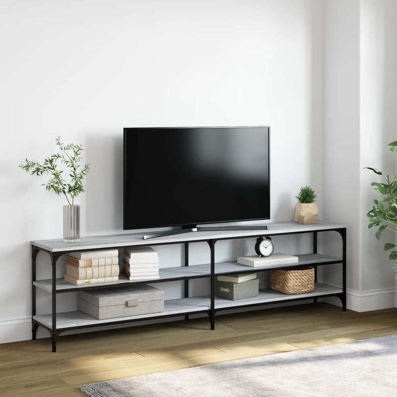 Tv-meubel 180x30x50 cm bewerkt hout metaal grijs sonoma eiken MeubelReus