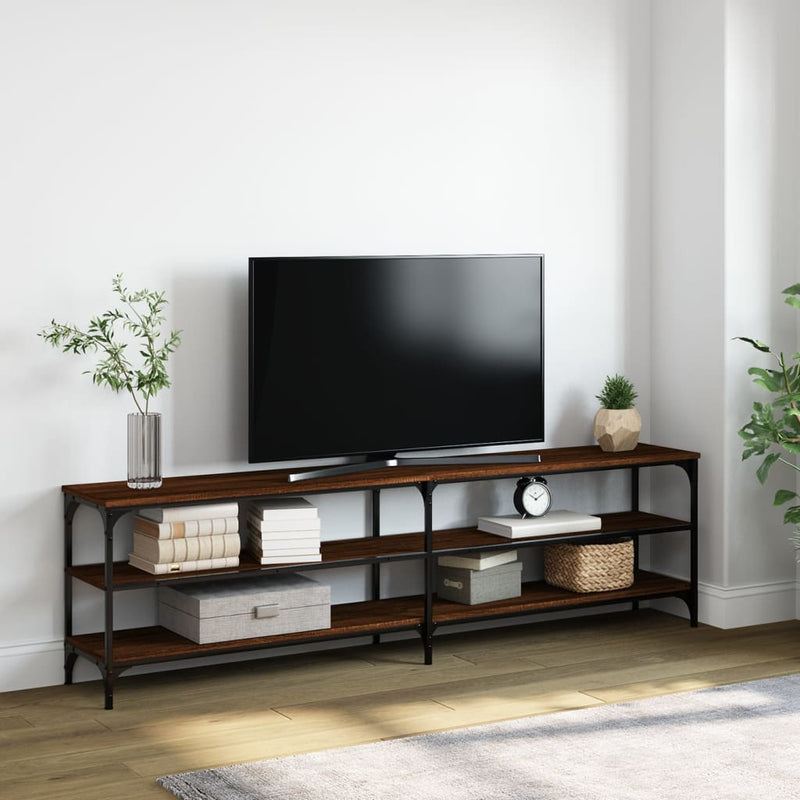 Tv-meubel 180x30x50 cm bewerkt hout metaal bruin eikenkleur MeubelReus