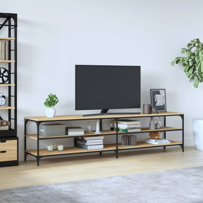 Tv-meubel 200x30x50 cm bewerkt hout metaal sonoma eikenkleurig MeubelReus