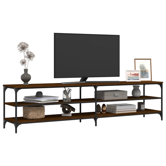 Tv-meubel 200x30x50 cm bewerkt hout metaal bruin eikenkleur MeubelReus