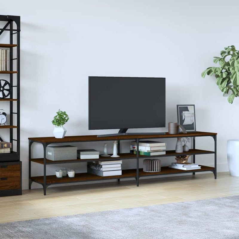 Tv-meubel 200x30x50 cm bewerkt hout metaal bruin eikenkleur MeubelReus