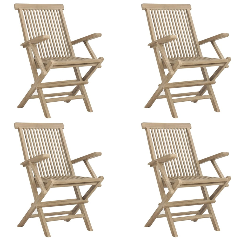 Tuinstoelen inklapbaar 4 st 56x61x89 cm massief teakhout grijs MeubelReus
