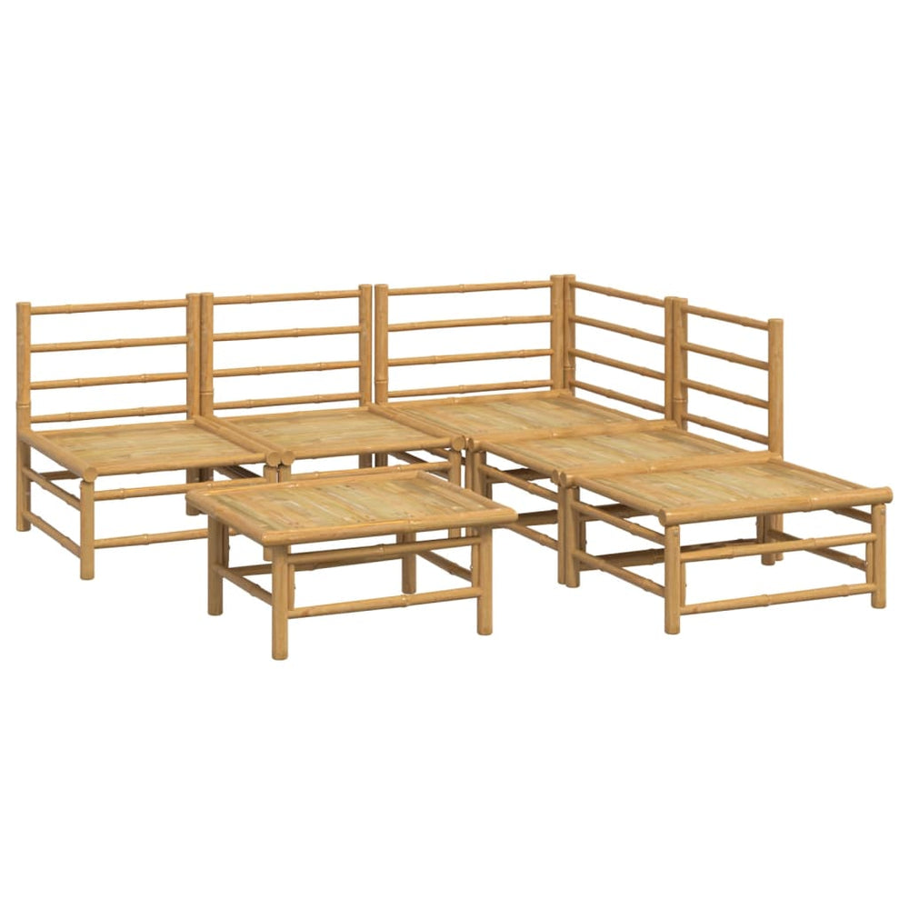 6-delige Loungeset met kussens bamboe lichtgrijs MeubelReus