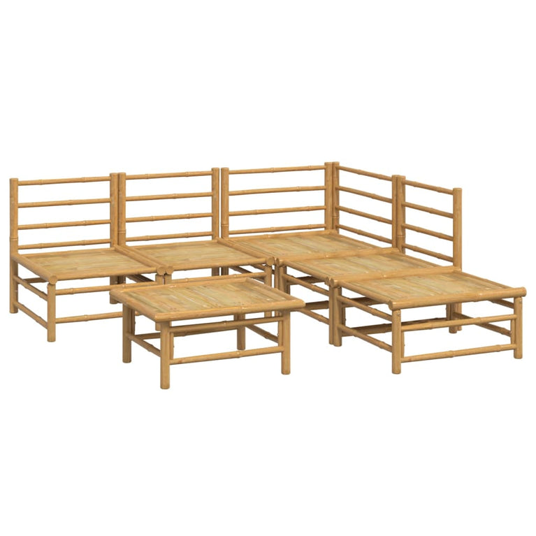 6-delige Loungeset met kussens bamboe lichtgrijs MeubelReus