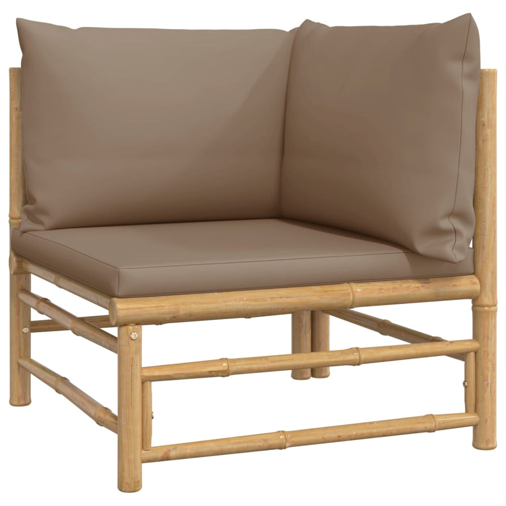 3-delige Loungeset met kussens bamboe taupe MeubelReus